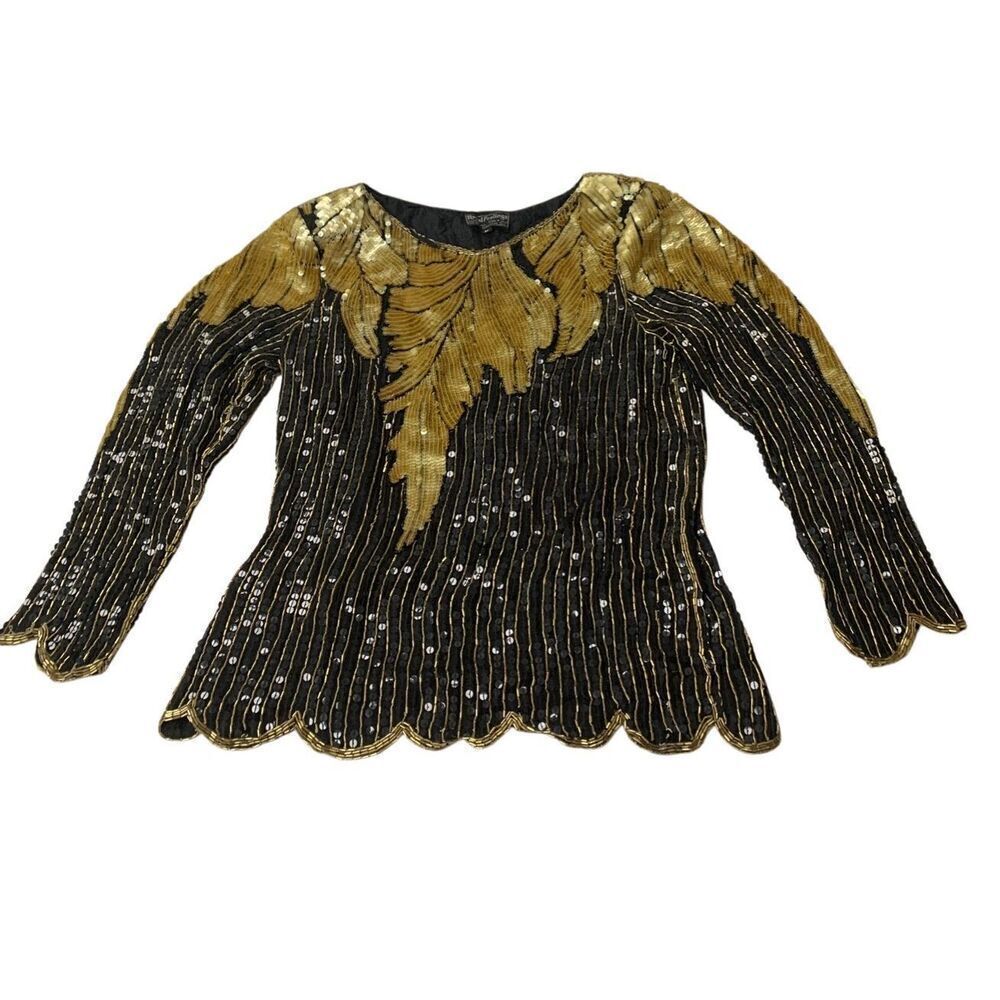 Vintage Beaded Silk Blouse and Skirt Set